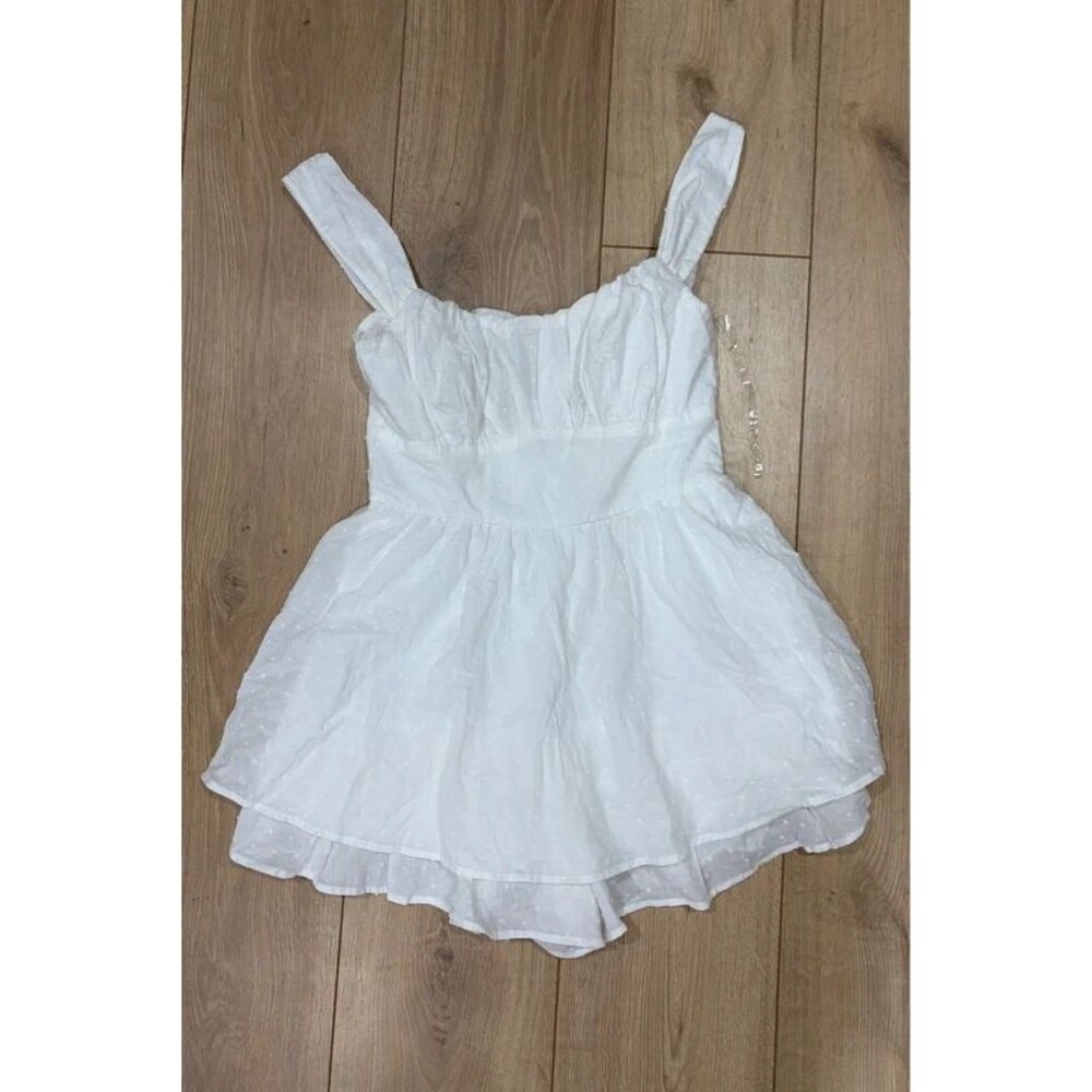 Altar’d State White Ruffle Romper Mini Dress Size S NWT